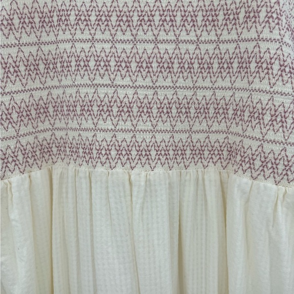 Madewell Lucie Smocked Embroidered Tiered Midi Dress -Lighthouse / Cream - Large - Picture 10 of 14